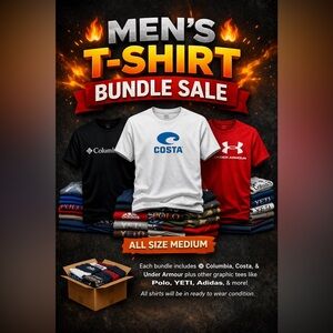 Men’s Size Medium T-Shirts BUNDLE of 10: Columbia, Under Armour, Costa and More